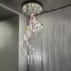 Stainless Steel & Artisan Ripple Glass Chandelier | Flowing Tiered Suspension Light thumbnail 2