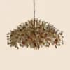 Brass Branch & Autumn Glass Disc Chandelier | Organic Form with Three-Tone Artisan Glass Light thumbnail 1