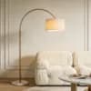 Curva Brass Floor Lamp | Arc Linen Shade Accent Light thumbnail 6