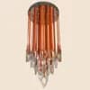 Leather Drape & Artisan Glass Chandelier | Warm Leather Strap & Sculptural Glass Globe Light thumbnail 1