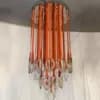 Leather Drape & Artisan Glass Chandelier | Warm Leather Strap & Sculptural Glass Globe Light thumbnail 2