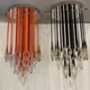 Leather Drape & Artisan Glass Chandelier | Warm Leather Strap & Sculptural Glass Globe Light thumbnail 3