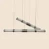 Stainless Steel & Glass Linear Pendant | Modern LED Bar Light thumbnail 1