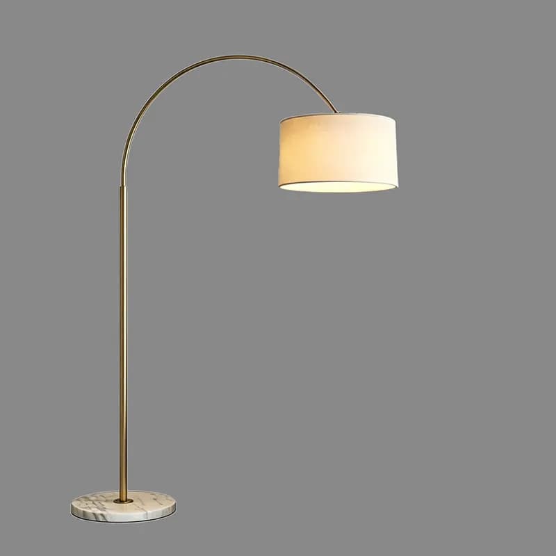 Curva Brass Floor Lamp | Arc Linen Shade Accent Light